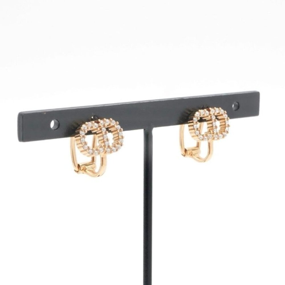 ★SOLD★ Christian Dior Petit CD Earrings Earring Gold CD Clip-on Stud Earring - Picture 7 of 9